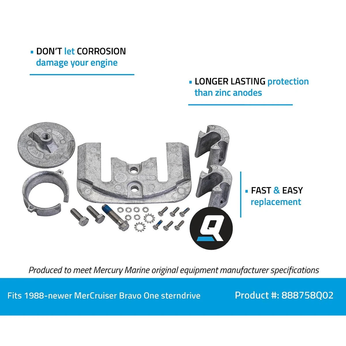 Quicksilver Aluminum Anode Kit - 3