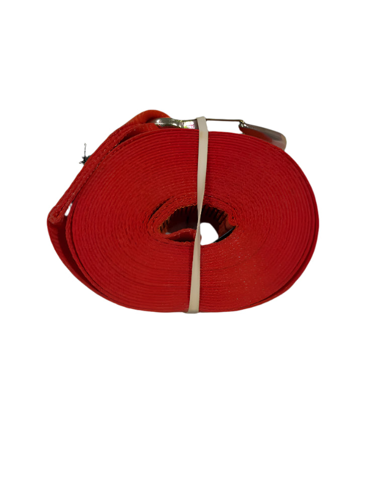 6m Winch Strap With Loop And Rope Hook - Red - 2