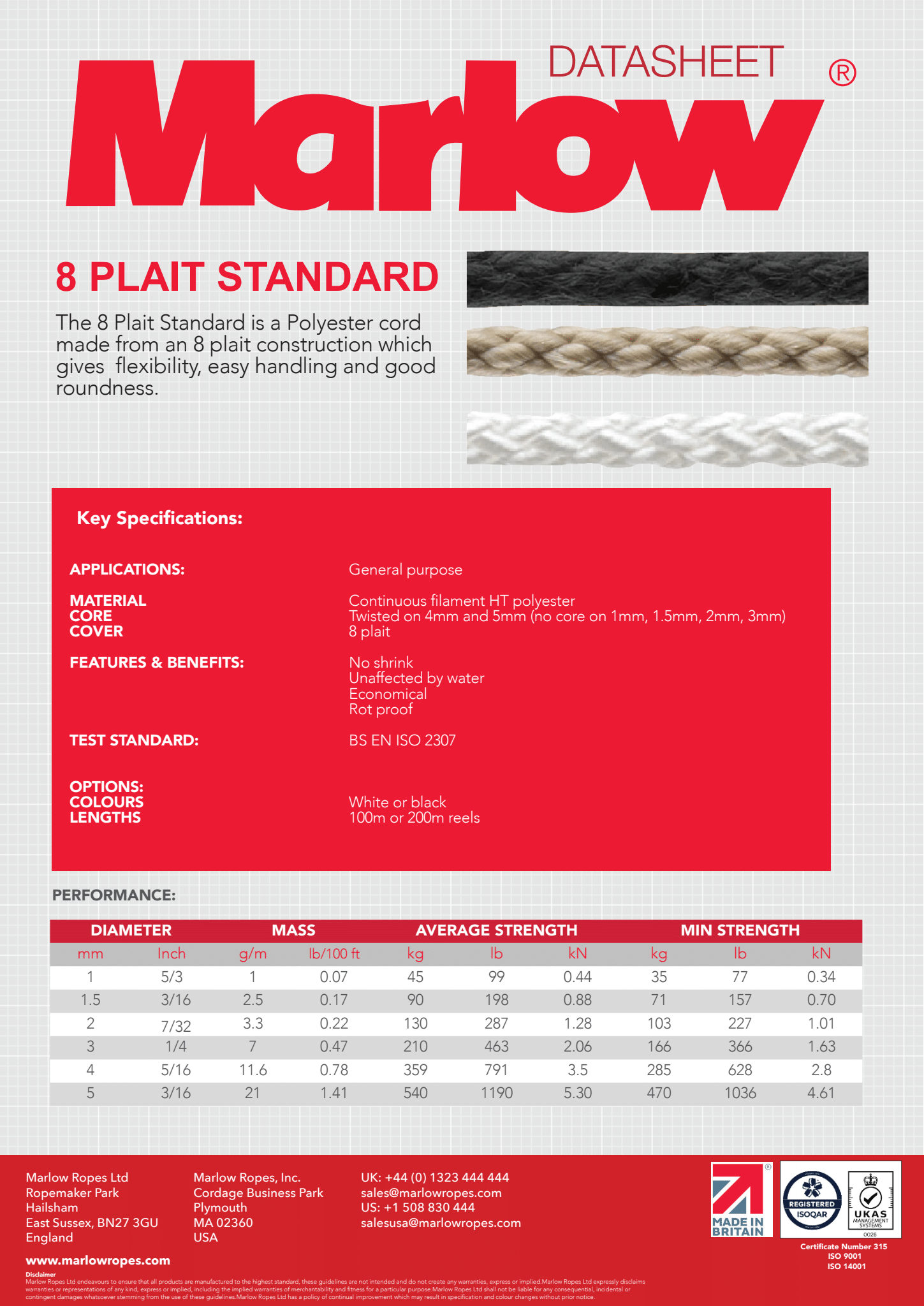 Marlow Rope 8 Plait Standard White - 2