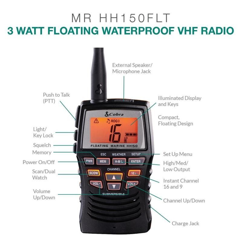 Cobra HH150 Handheld VHF Marine Radio - thumbnail 5