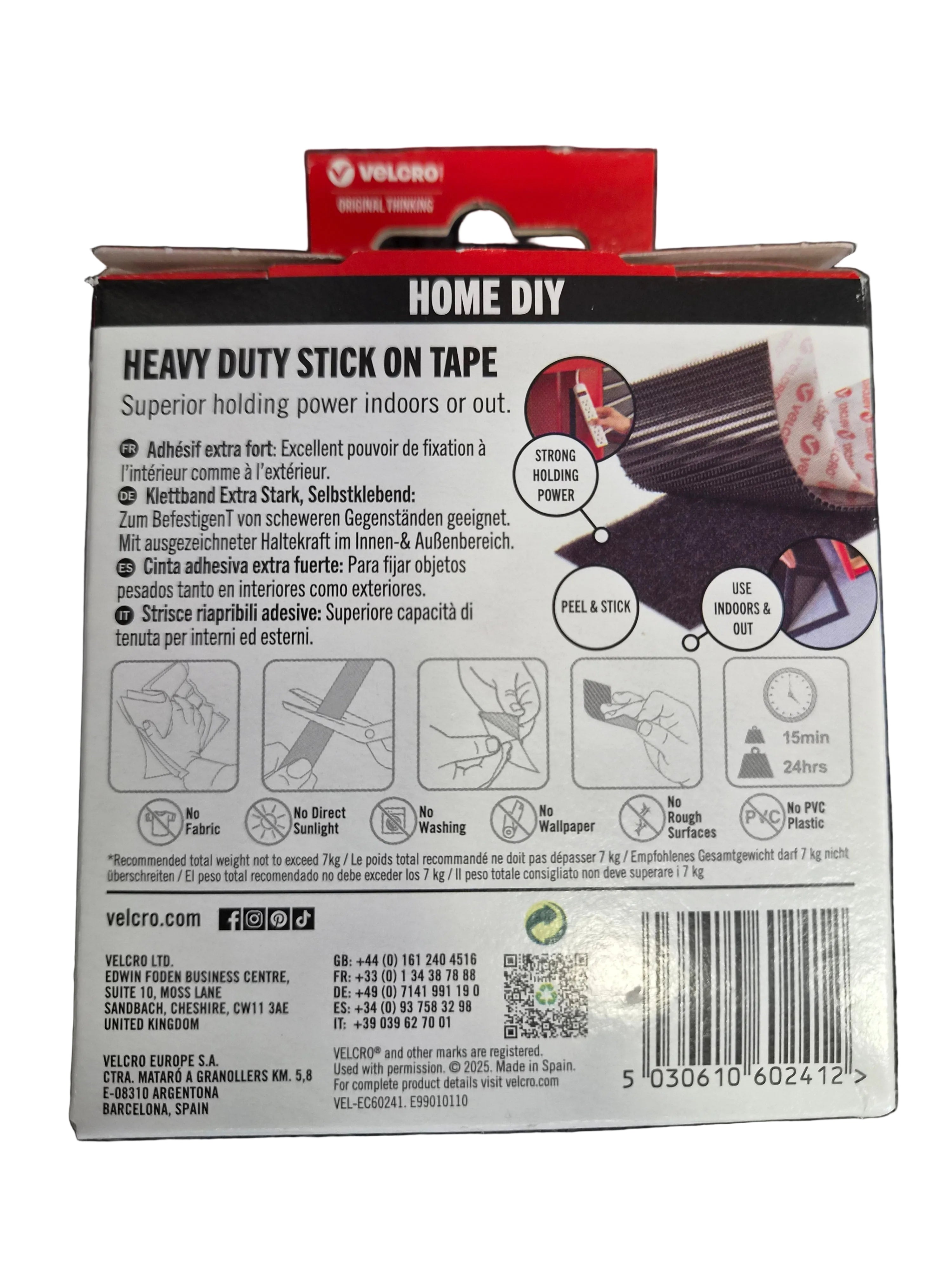 Stick on Heavy Duty Velcro 50mm x 1m Black