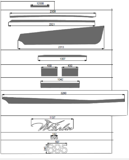 Jeanneau Merry Fisher 695 Series 2 Sport Stripe Decal Set 412247 - thumbnail 2