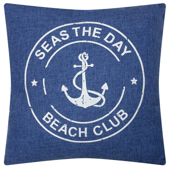 Denim-style Sailing Cushion blue 40cm