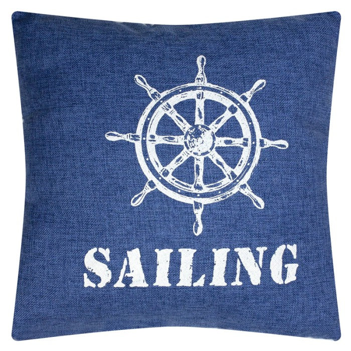 Denim-style Sailing Cushion blue 40cm - 2