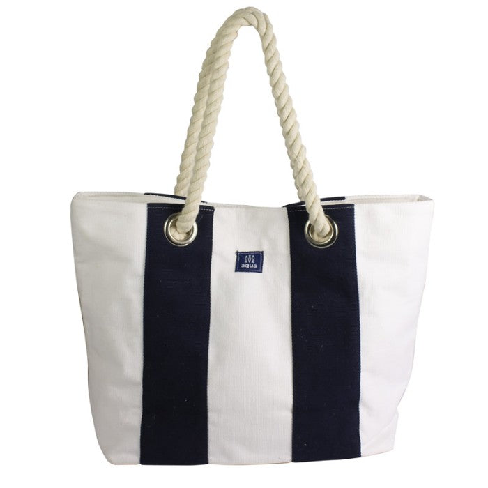 Canvas Beach Bag blue/white - thumbnail 2