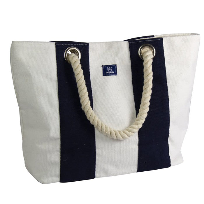 Canvas Beach Bag blue/white - thumbnail 3