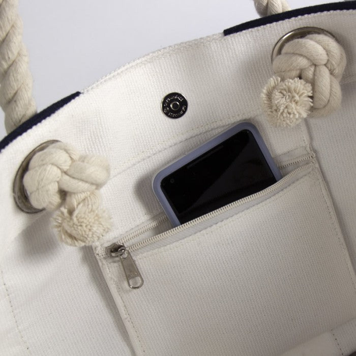 Canvas Beach Bag blue/white - thumbnail 5