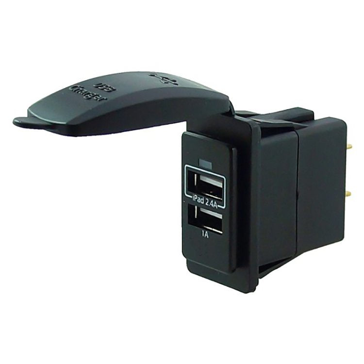 Talamex Double USB Socket 3.4A Black Switch Mount