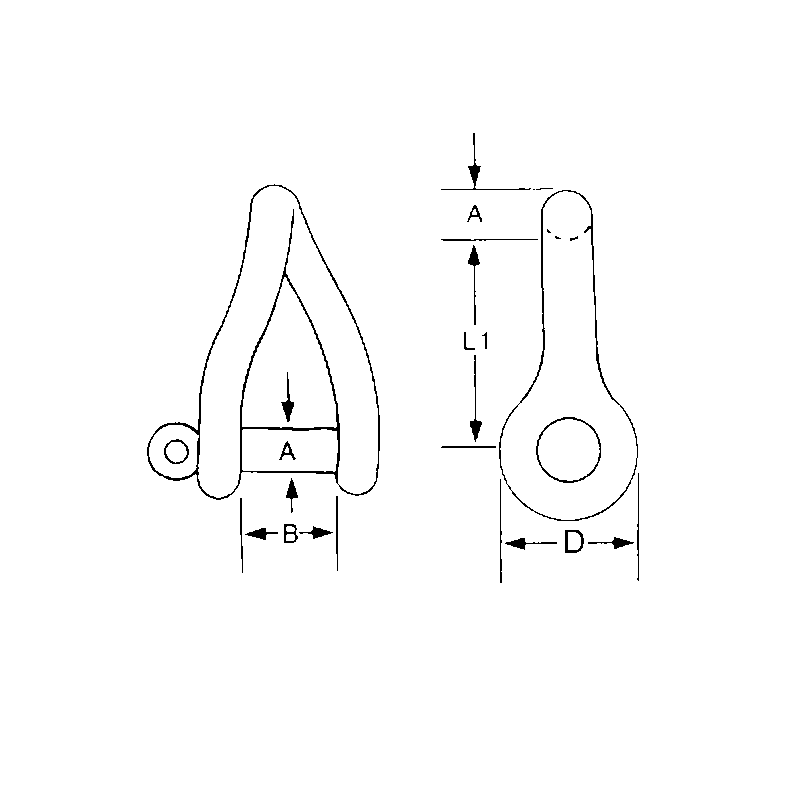 Proboat Standard Stainless Steel Twisted Shackle - 10mm - thumbnail 3