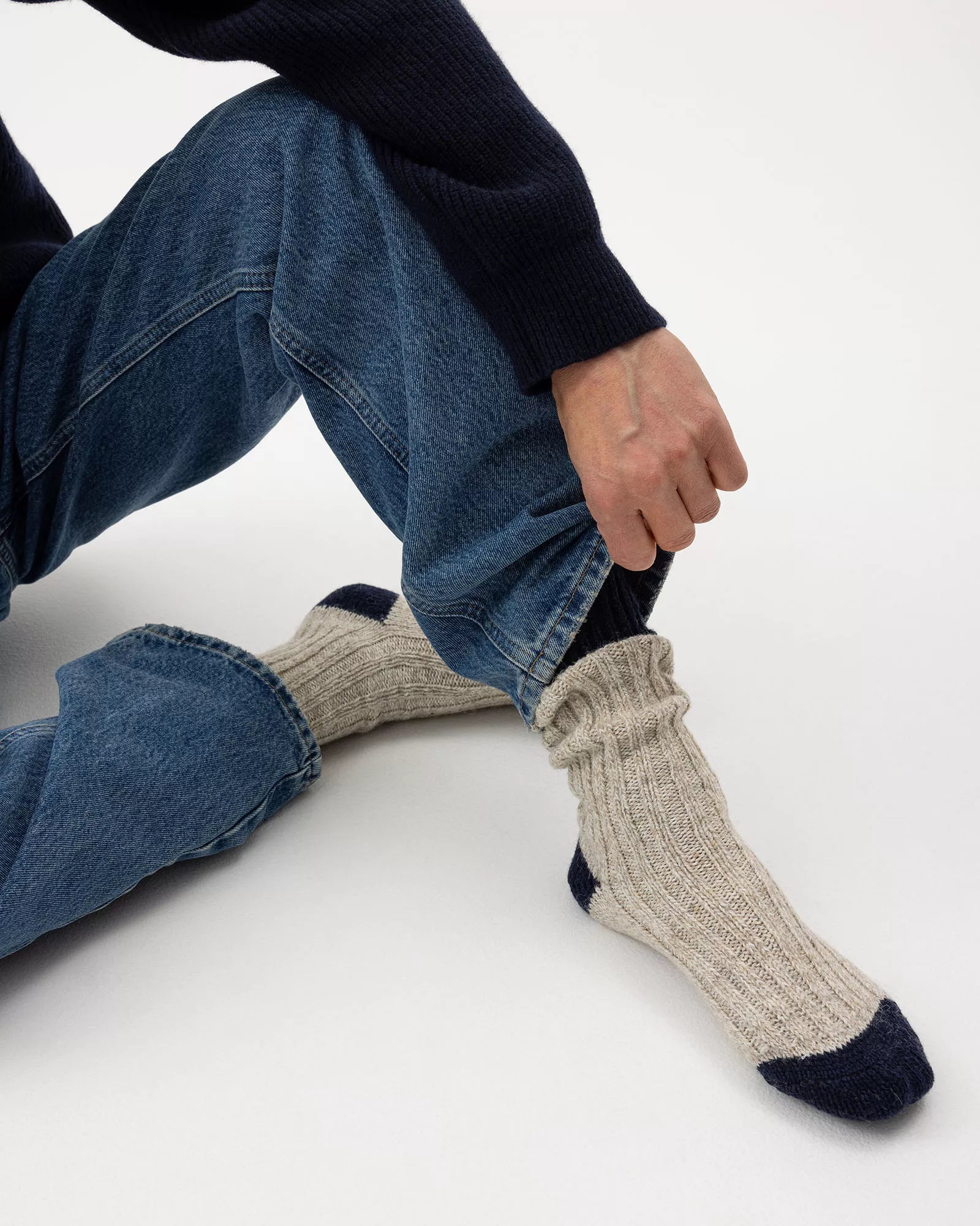 Holebrook Brommö raggsocka Knitted Sock Khaki/Navy