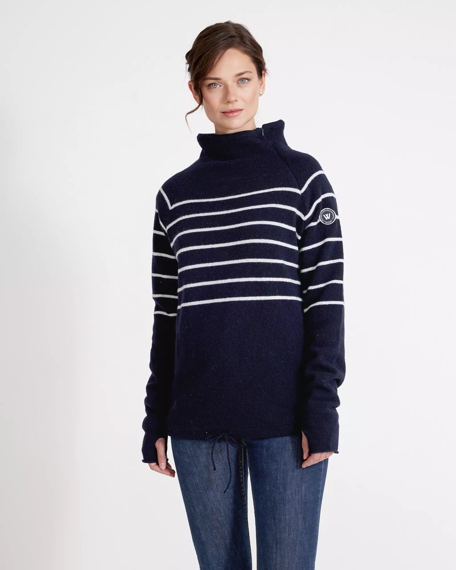 Holebrook Ladies Martina Windproof Sweater Navy/Off White - thumbnail 3