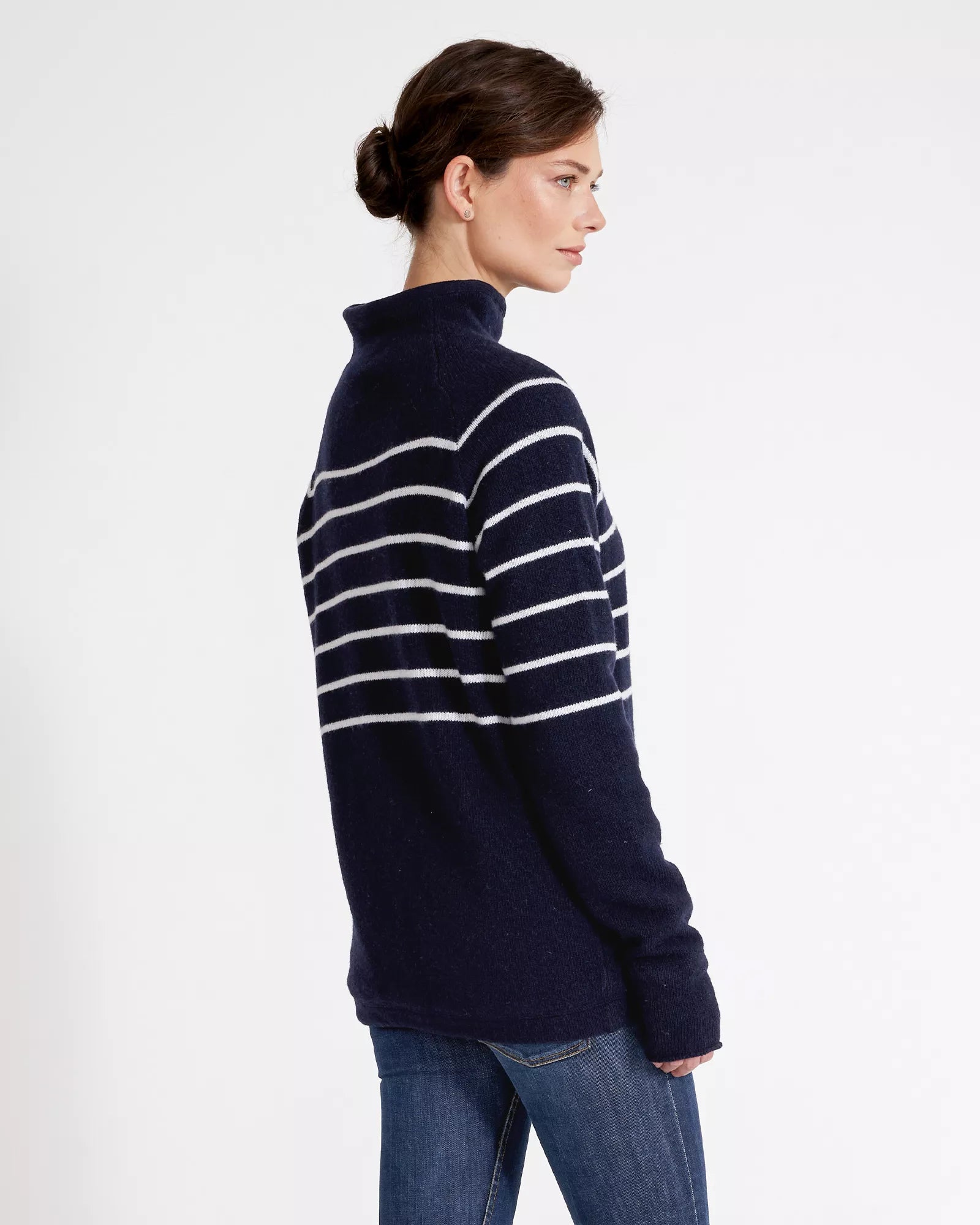 Holebrook Ladies Martina Windproof Sweater Navy/Off White - thumbnail 4