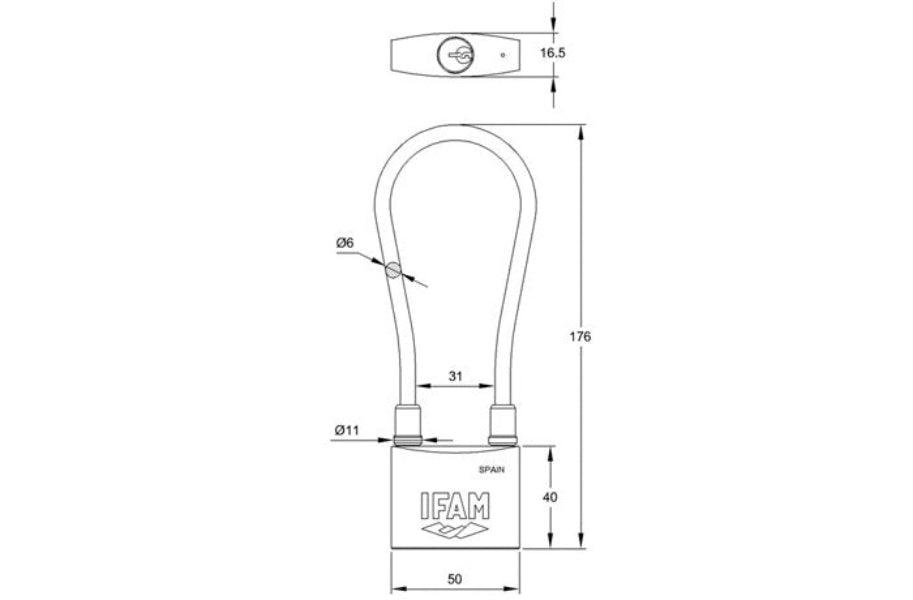 IFAM Marine Cable Padlock 50mm - 3