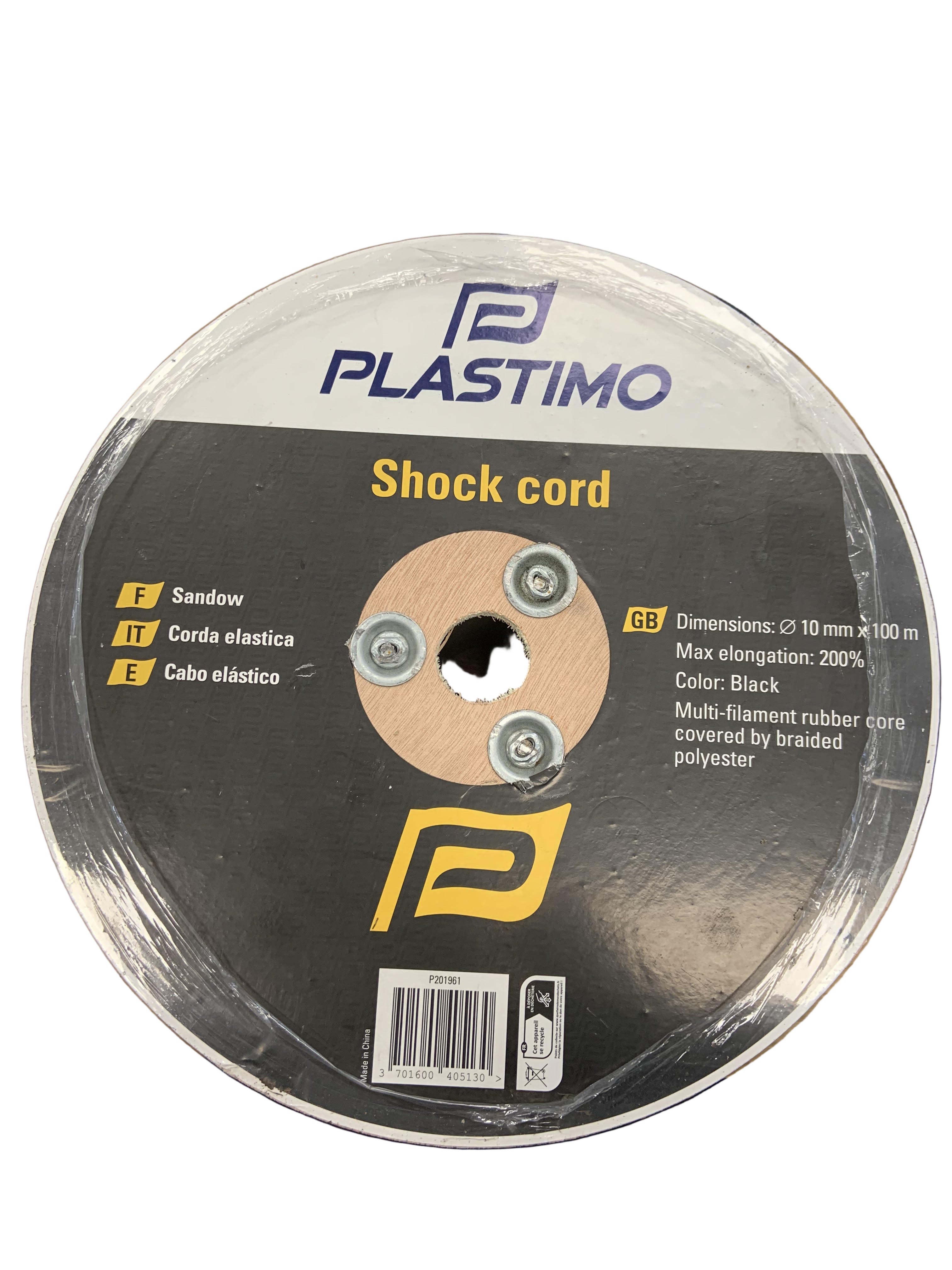 Plastimo Shock Cord 10mm 100mtr Reel Black