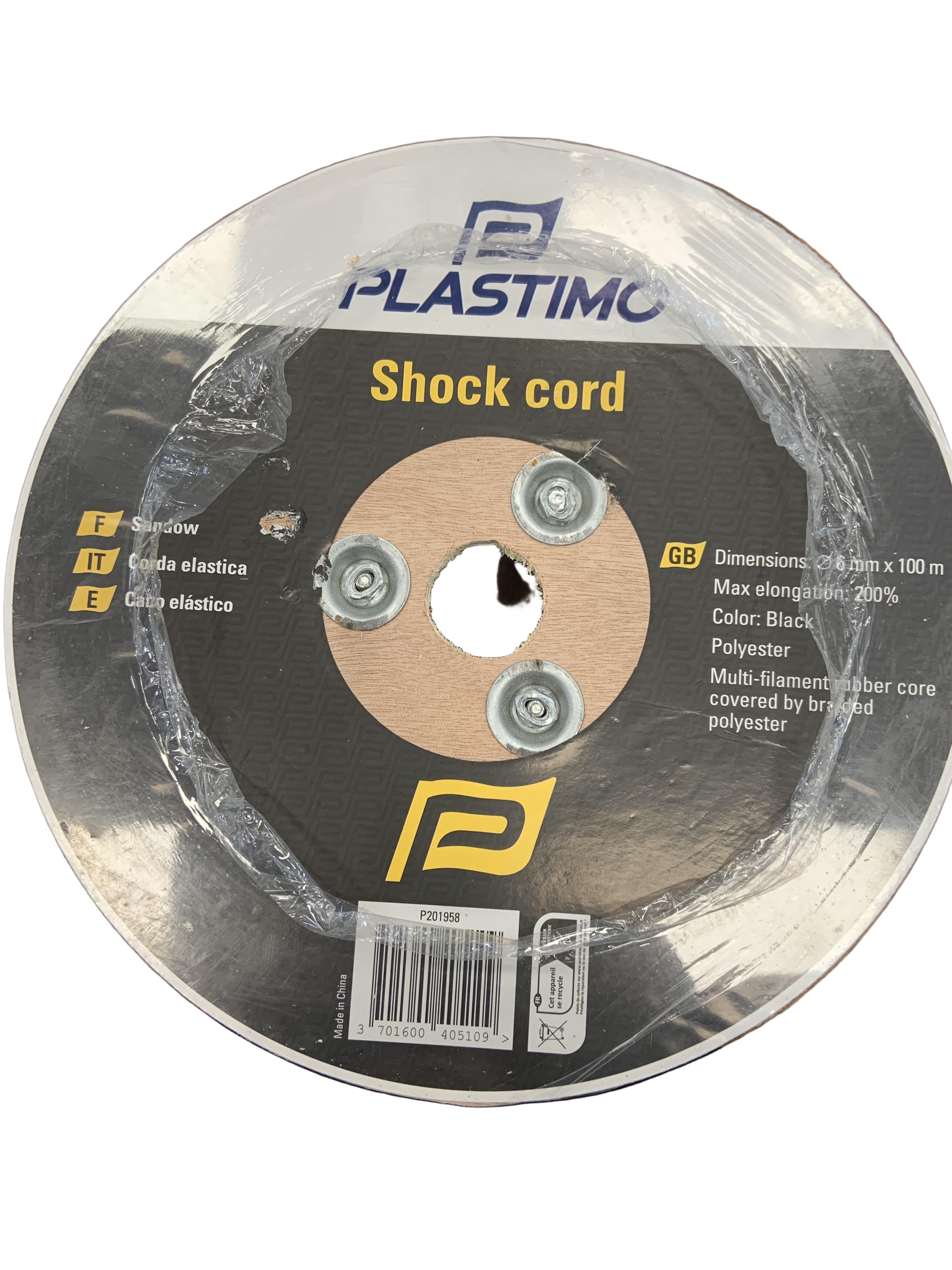 Plastimo Shock Cord 6mm 100mtr Reel Black