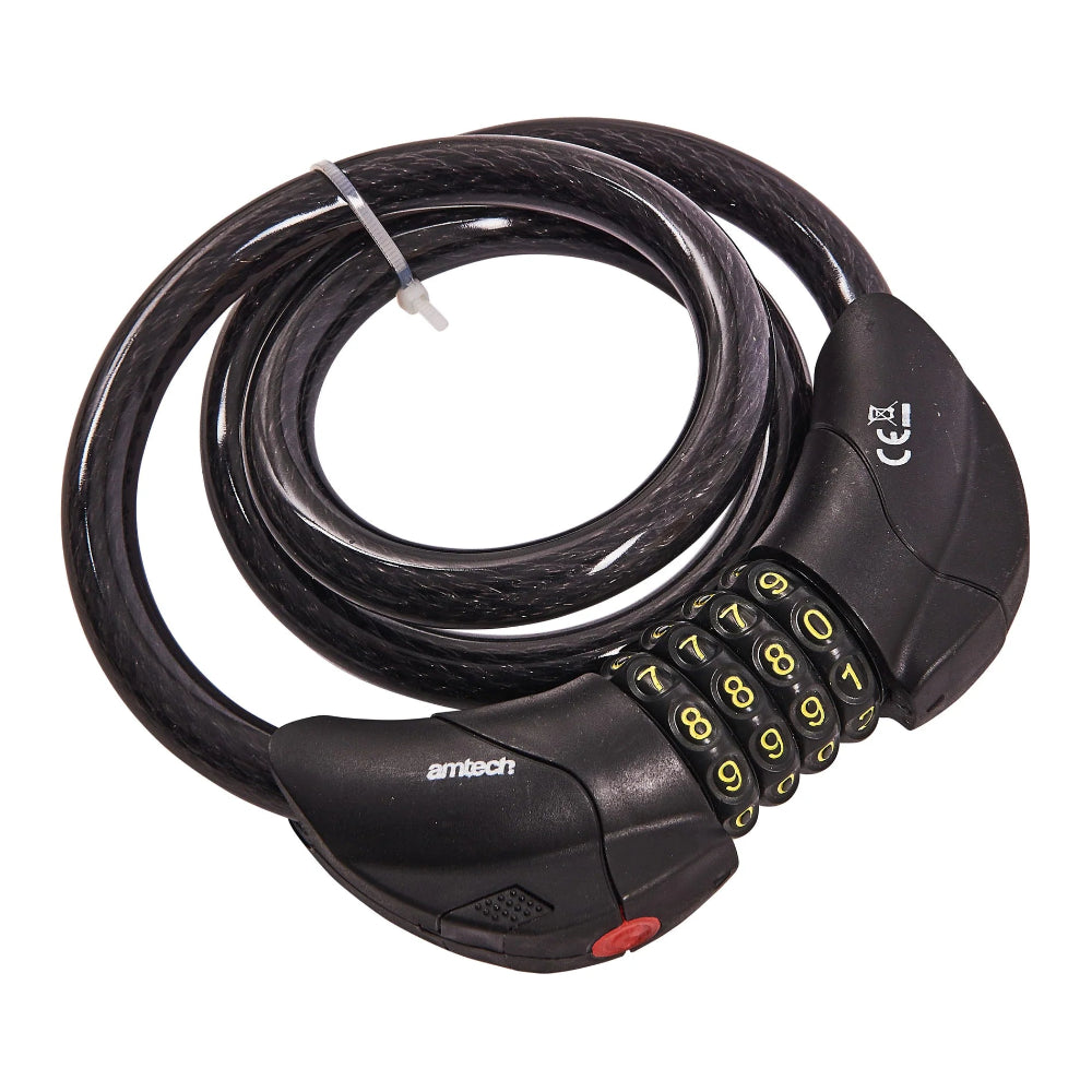 Amtech 900mm (35") X 12mm Security Cable With Built-In Led Combination Lock